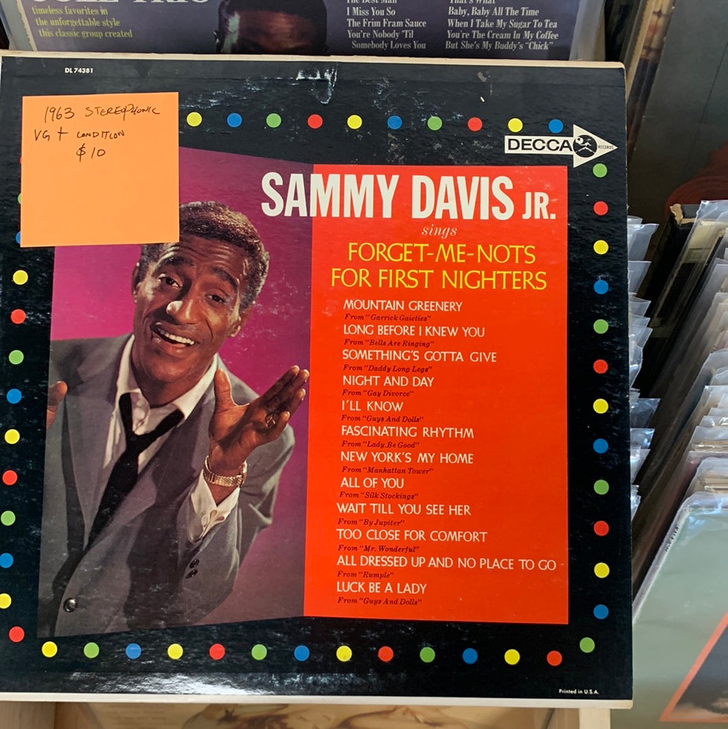Sammy Davis Jr Sings Forget-Me-Nots For First Nighters Vinyl LP
